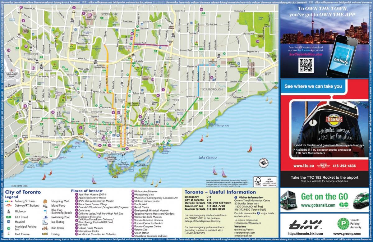 mapa turystyczna w Toronto