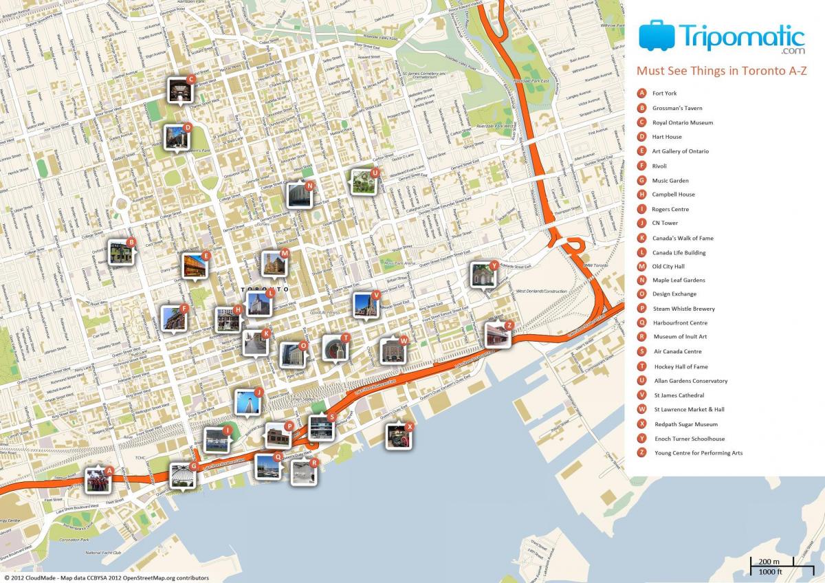 mapa Toronto zabytki