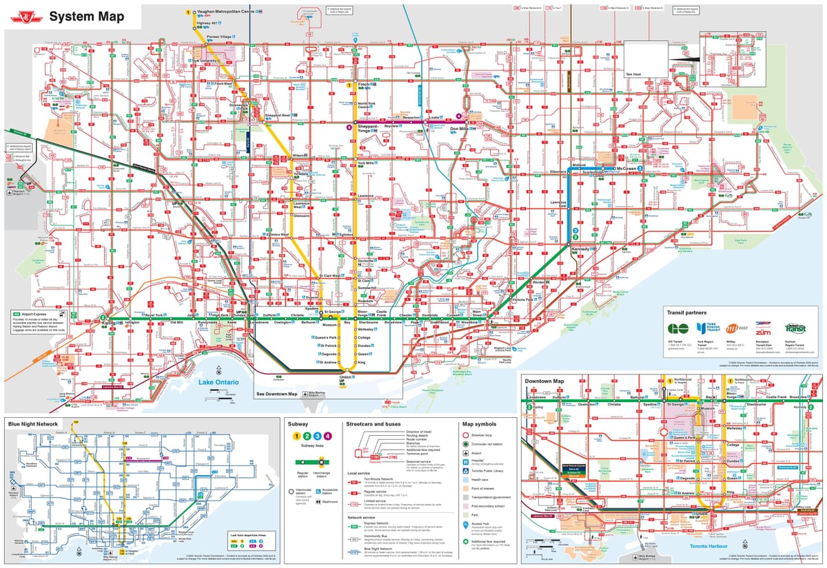 TTC mapy tras autobusowych