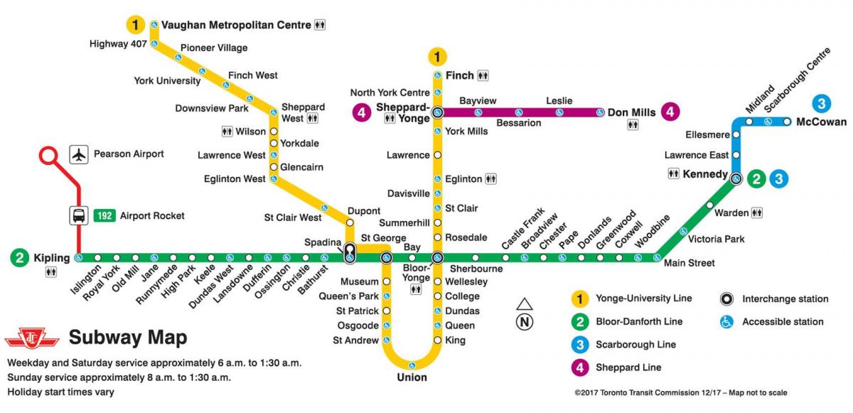Linii metra w Toronto mapa