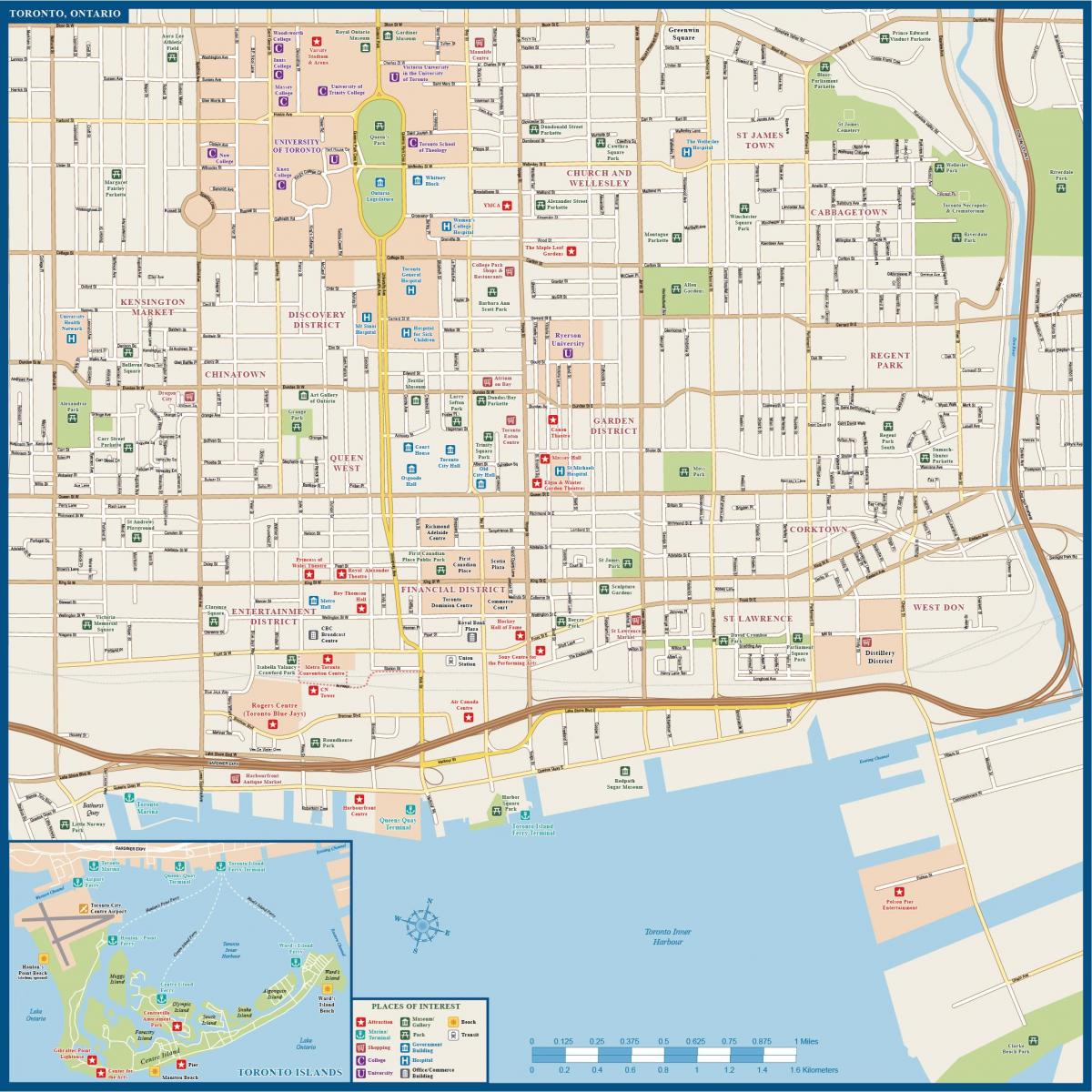 mapa w centrum miasta Toronto