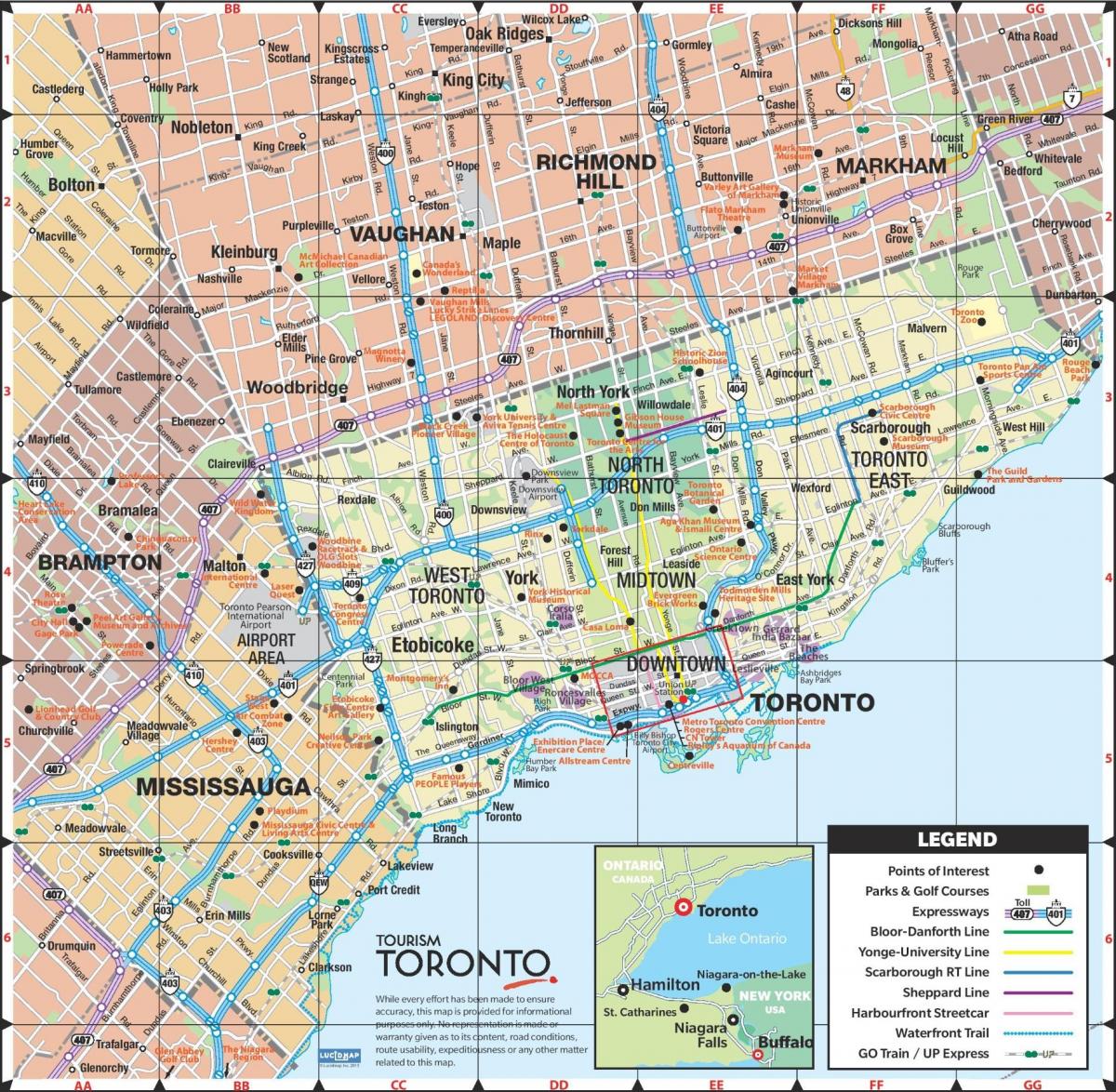 Mapa okolic Toronto