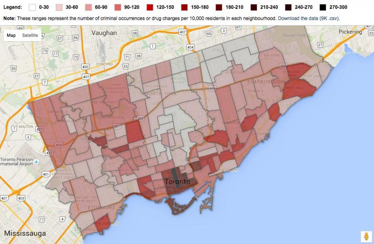 przestępstwo mapie Toronto