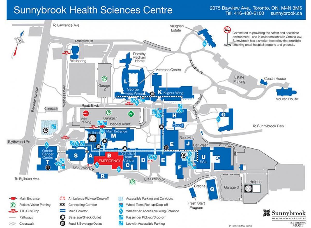 mapa Sunnybrook hospital w Toronto