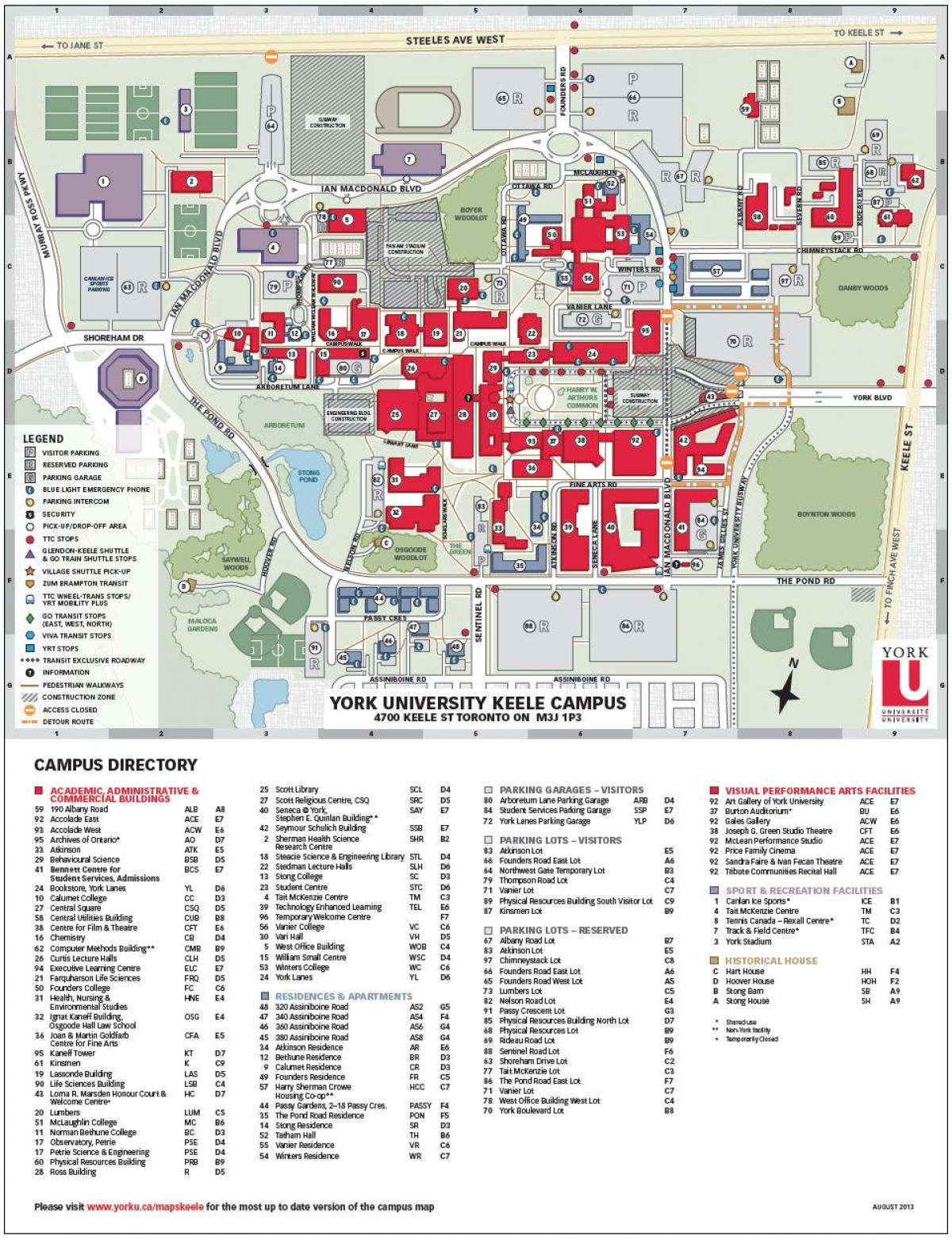 uniwersytetu w Yorku mapie