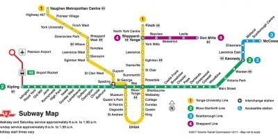 Linii metra w Toronto mapa