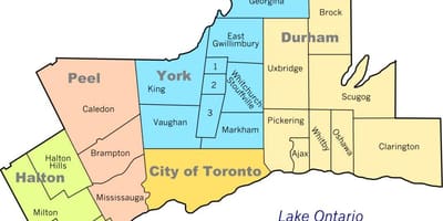 Mapa okolic Toronto