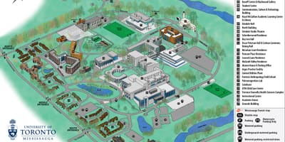 Kampus uniwersytetu w Toronto mapie